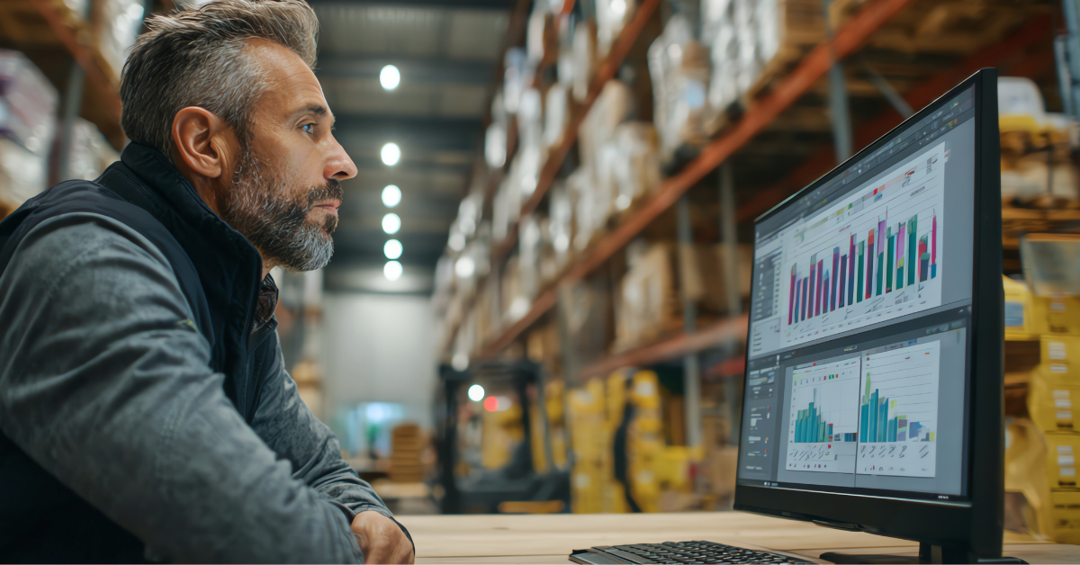 supply chain executive working at desktop